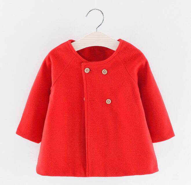 Baby Girl Spring Winter Wool Blends Jacket Coat Costume Outerwear - MomyMall Red / 18-24 Months