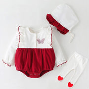 Baby Girl Newborn Long Sleeve Bodysuit Birthday Rompers Jumpsuits - MomyMall Red / 0-3 Months