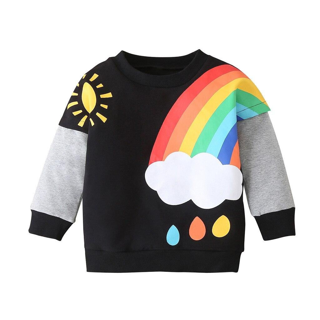 Kid Girl Rainbow Sweatshirt Autumn Winter Blouse Cardigan Tassel