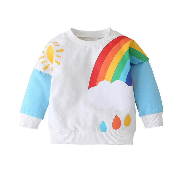 Kid Girl Rainbow Sweatshirt Autumn Winter Blouse Cardigan Tassel