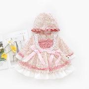 Baby Girl Lolita Floral Princess Birthday Christening Party Frock Boutique 2 Pcs - MomyMall pink dress and hat / 3-6 Months