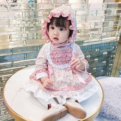 Baby Girl Lolita Floral Princess Birthday Christening Party Frock Boutique 2 Pcs - MomyMall