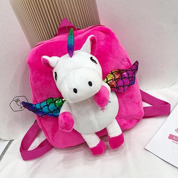 Girl Unicorn Bag 3D Zipper Toy Doll Backpack For Kidergarten - MomyMall Hot Pink