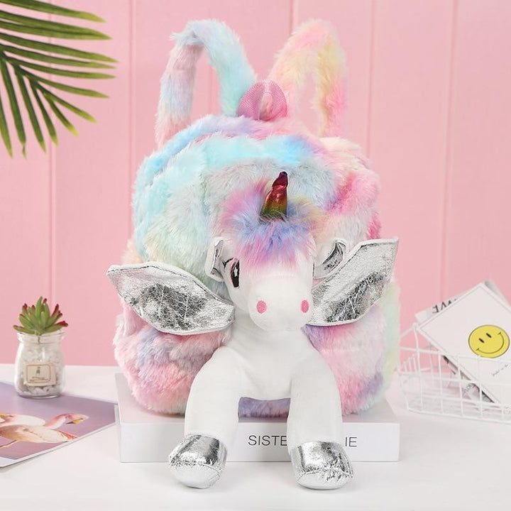 Girl Unicorn Bag 3D Zipper Toy Doll Backpack For Kidergarten - MomyMall White