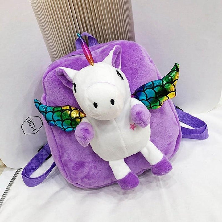 Girl Unicorn Bag 3D Zipper Toy Doll Backpack For Kidergarten - MomyMall Purple
