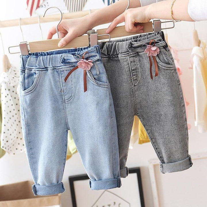 Baby Girls Cute Jeans New Autumn Denim Trousers - MomyMall