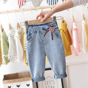 Baby Girls Cute Jeans New Autumn Denim Trousers - MomyMall