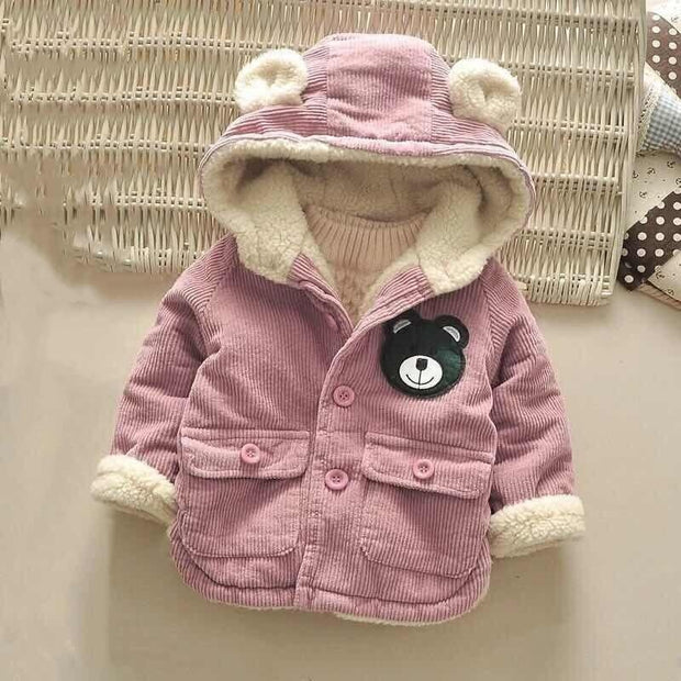 Baby Girls Hooded Fleece Jackets Warm Coat Jacket Outerwear 1-6 Y - MomyMall