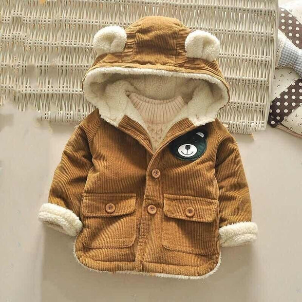 Baby Girls Hooded Fleece Jackets Warm Coat Jacket Outerwear 1-6 Y - MomyMall brown / 18-24 months