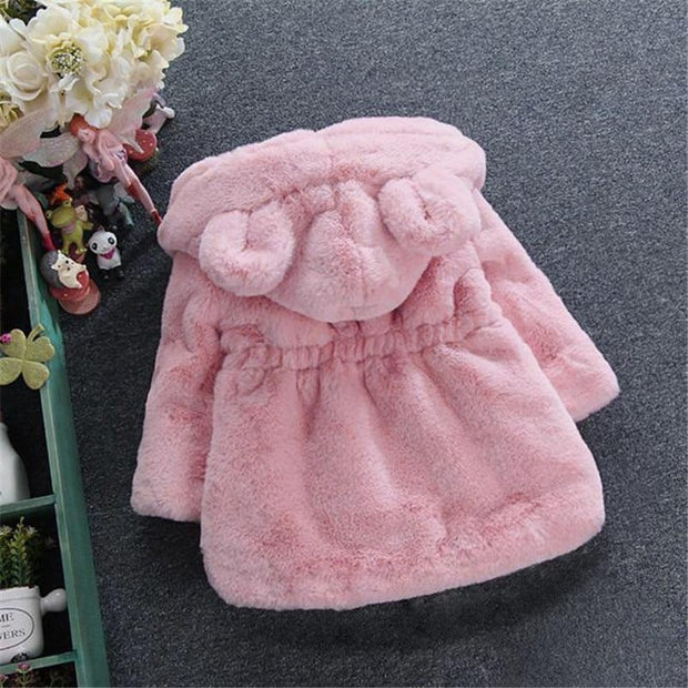 Baby Girls Boys Fashion Coats Artificial Fur Warm Hooded Jacket 1-7Y - MomyMall