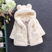 Baby Girls Boys Fashion Coats Artificial Fur Warm Hooded Jacket 1-7Y - MomyMall Beige / 18-24M