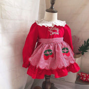 Baby Girls Lolita Strawberry Dress Spanish Birthday Baptism Dresses with Hats - MomyMall