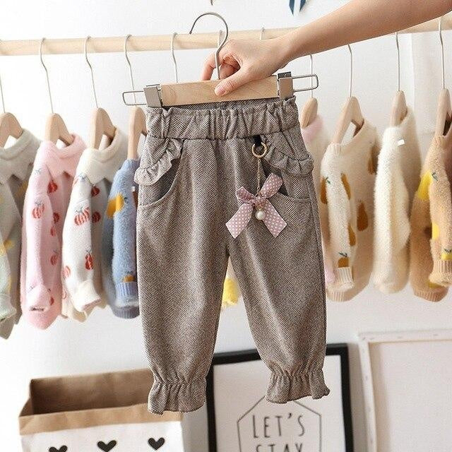 Baby Girls Autumn Casual Trousers Plaid Fashion Toddler Pants - MomyMall Brown / 6-9 Months