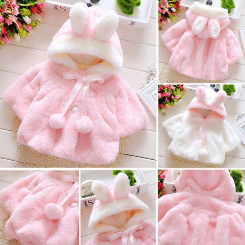 Baby Girls Winter Jackets Warm Fur Fleece Coat Jacket Hooded Outerwear