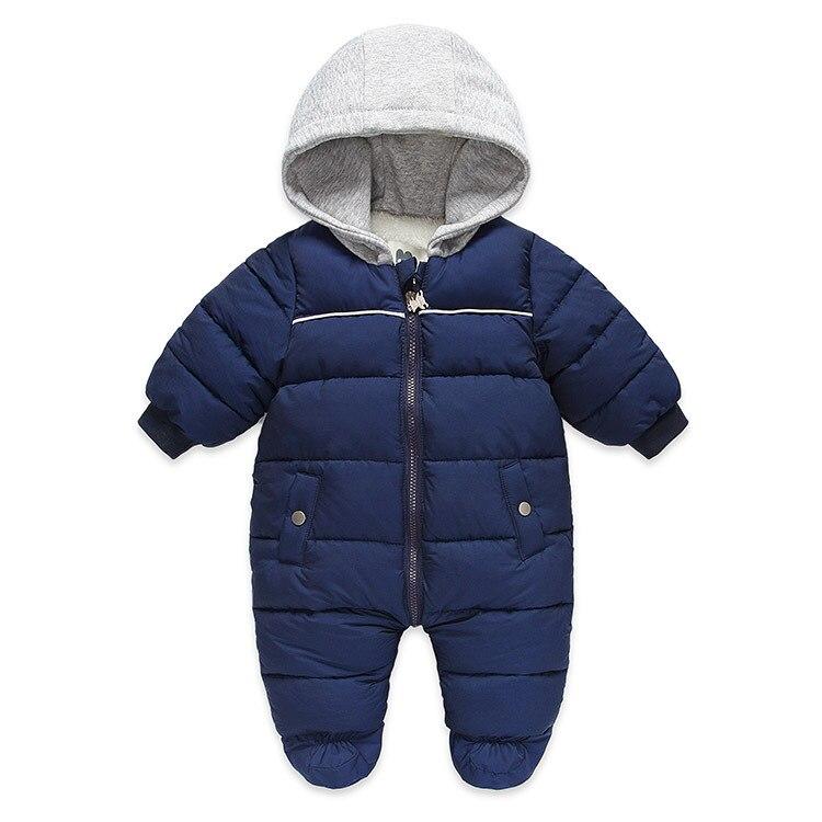 Baby Plus Velvet Winter Rompe Thick Overall Jumpsuit - MomyMall navy / 66cm(3-6M)