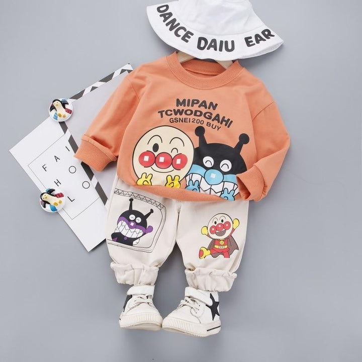 Baby Boy Girl Printed Casual O-neck Outfits 2 Pcs 1-4 Years - MomyMall Orange no shoes / 6-9 Months