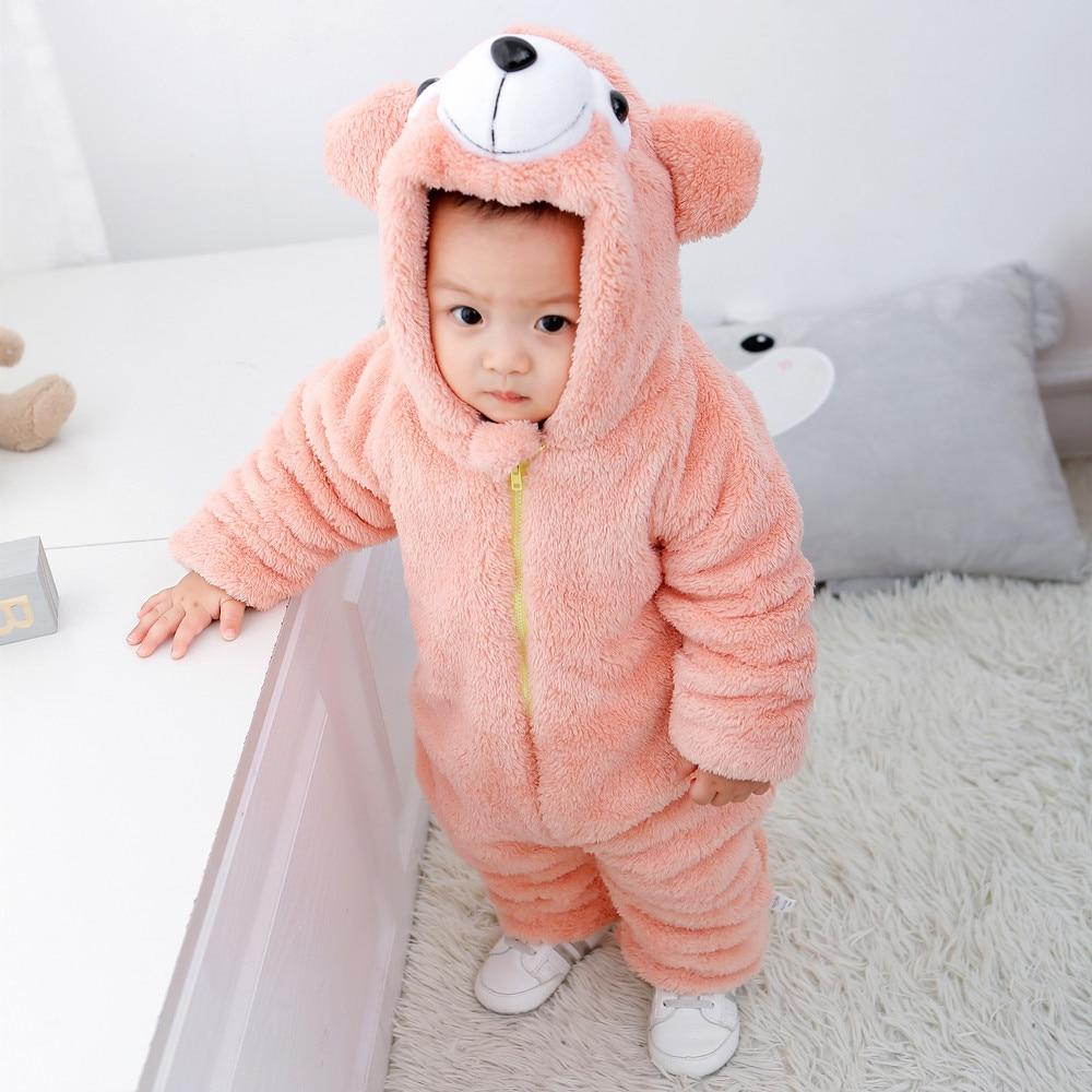 Baby Rompers Cartoon Winter Newborn Thicken Jumpsuits - MomyMall Pink / 3-6M