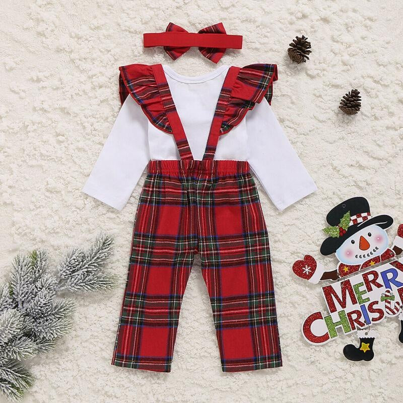 Baby Girl Christmas Romper Jumpsuit 3 Pcs - MomyMall