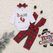 Baby Girl Christmas Romper Jumpsuit 3 Pcs - MomyMall