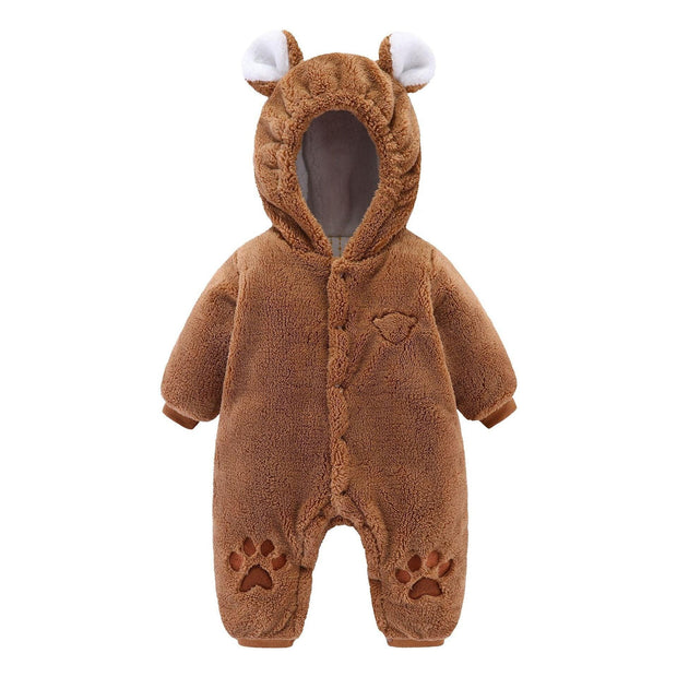 Baby Winter Jumpsuit Newborn Animal Style Thick Warm Romper - MomyMall Dark Brown / 0-3M