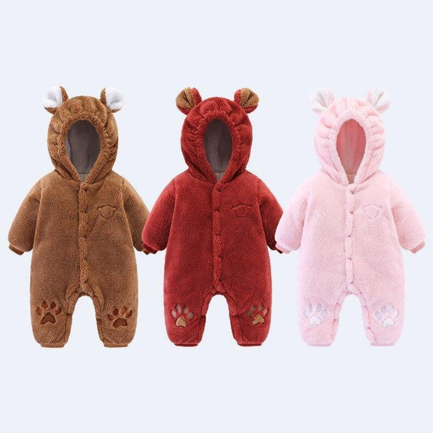 Baby Winter Jumpsuit Newborn Animal Style Thick Warm Romper - MomyMall