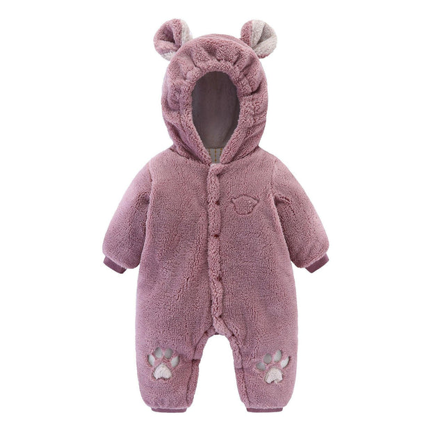 Baby Winter Jumpsuit Newborn Animal Style Thick Warm Romper - MomyMall Purple / 0-3M