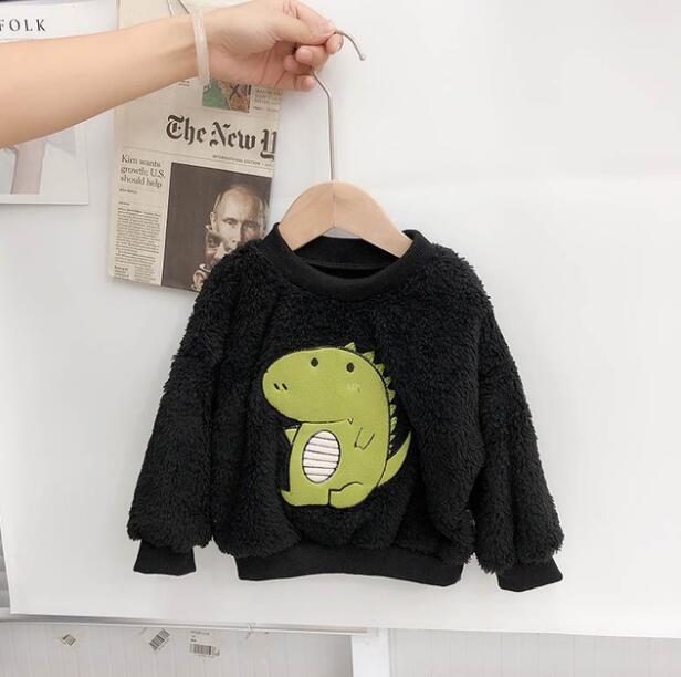Boys Girls Winter Dinosaur Embroidered Sweater - MomyMall Black / 6-12 Months