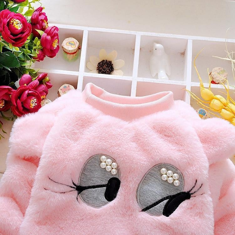 Baby Girl Autumn Winter Suit Smiley Cartoon Thickening Casual Sports 2 Pcs - MomyMall