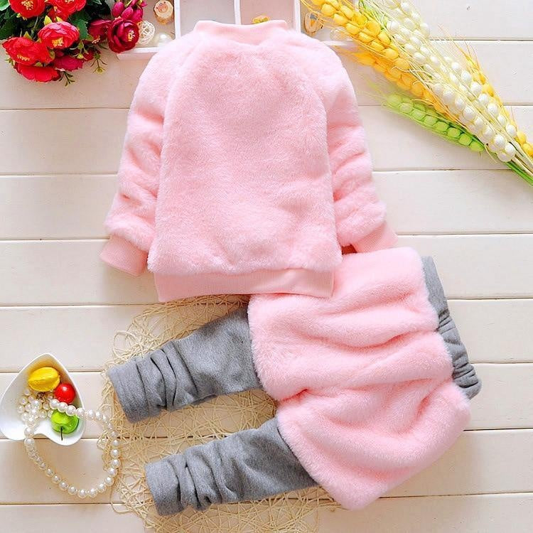 Baby Girl Autumn Winter Suit Smiley Cartoon Thickening Casual Sports 2 Pcs - MomyMall