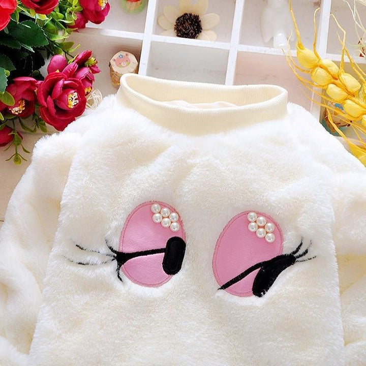 Baby Girl Autumn Winter Suit Smiley Cartoon Thickening Casual Sports 2 Pcs - MomyMall