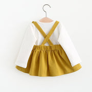Baby Girl Dress Autumn Cotton Long Sleeve Lovely Stitching Rabbit Ears Dresses - MomyMall
