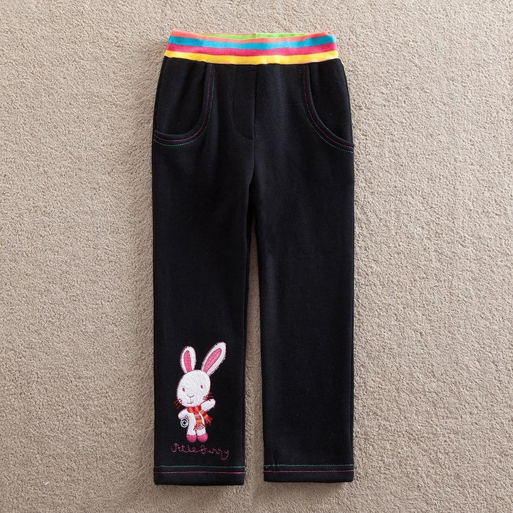Baby Girl Pants Straight Tube Color Line with Pocket Pants 2-7 Years - MomyMall Black / 12-18M