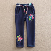Baby Girl Pants Straight Tube Color Line with Pocket Pants 2-7 Years - MomyMall Navy / 12-18M