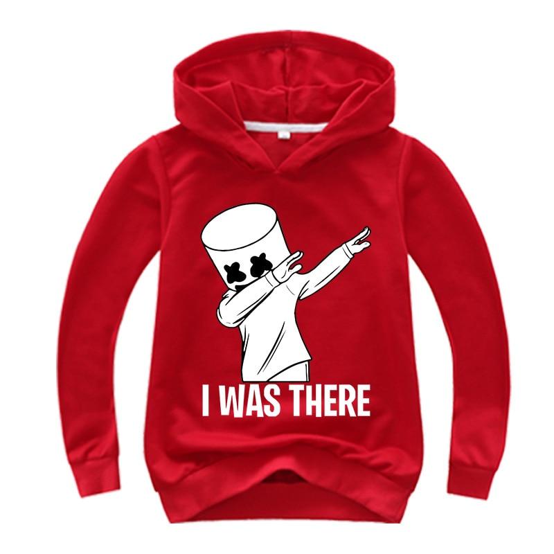 Boys Girls Hoodies Marshmallow Print Cartoon Doll Streetwear 1-13 Years - MomyMall Red / 8-9 years