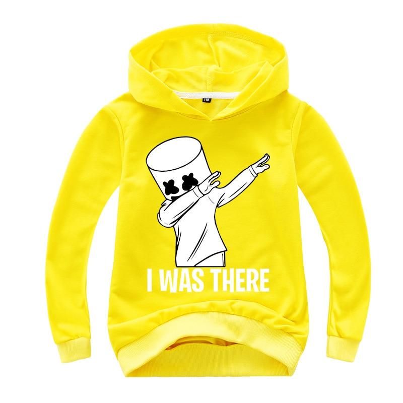 Boys Girls Hoodies Marshmallow Print Cartoon Doll Streetwear 1-13 Years - MomyMall Yellow / 1-2 years