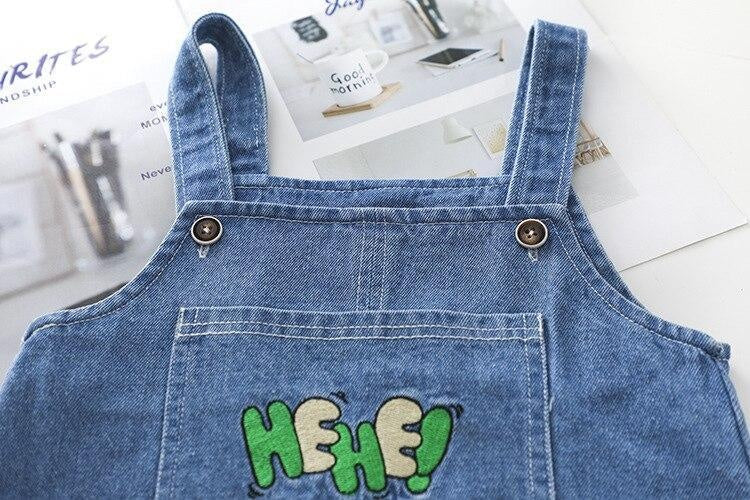 Boys Clothes Sets Dinosaur Printed Top + Denim Overalls 2Pcs Suits for 1-4 Years - MomyMall