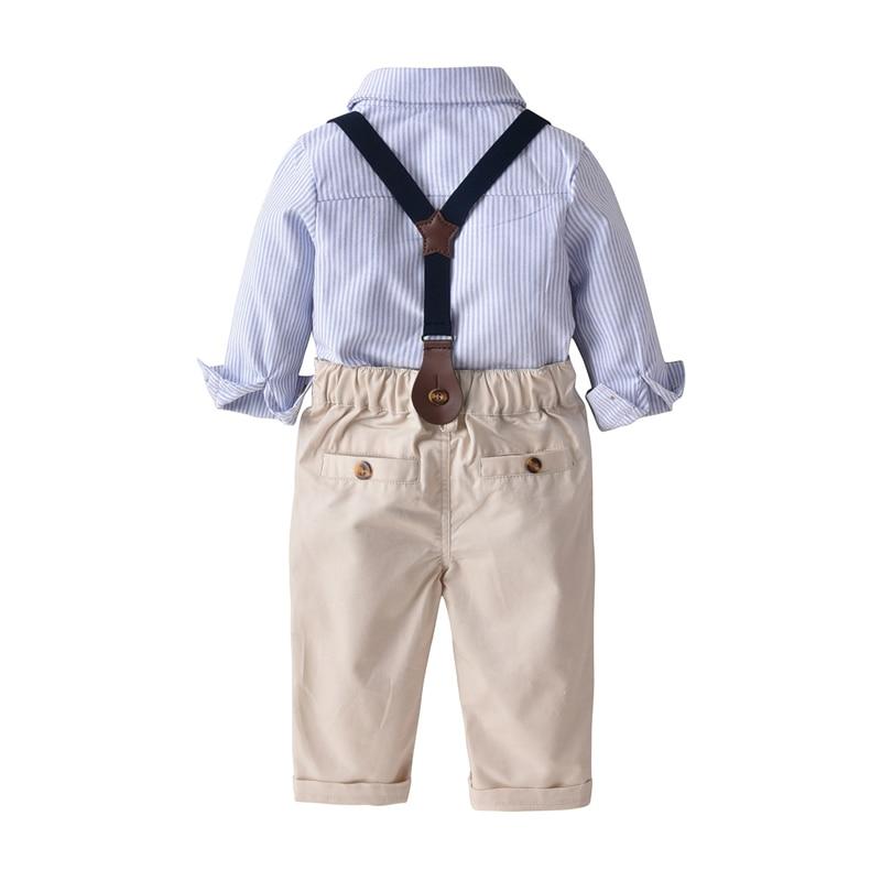 Boys Suit Sets Sky Blue Striped Outfits 3Pcs - MomyMall