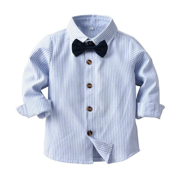 Boys Suit Sets Sky Blue Striped Outfits 3Pcs - MomyMall