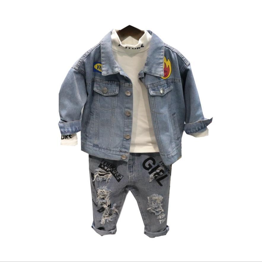 Fashion Kids Baby Boys Sets Denim 3 Pcs for 2-7years - MomyMall