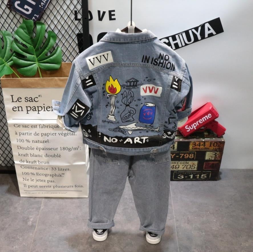 Fashion Kids Baby Boys Sets Denim 3 Pcs for 2-7years - MomyMall