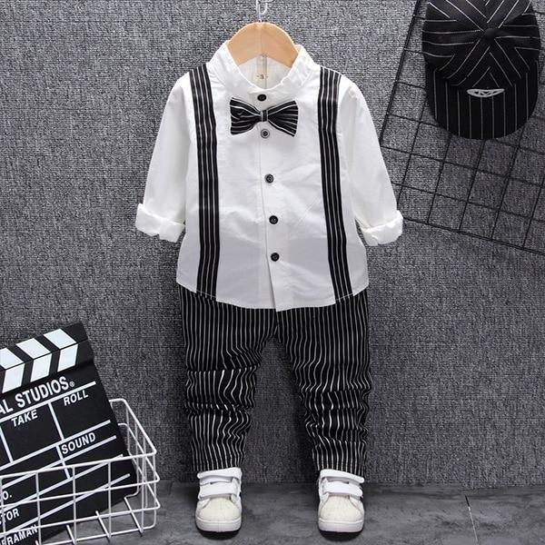 Baby Boy Set Tops Pant with Belt Suit For Birthday Wedding Costume - MomyMall White / 0-9 Months