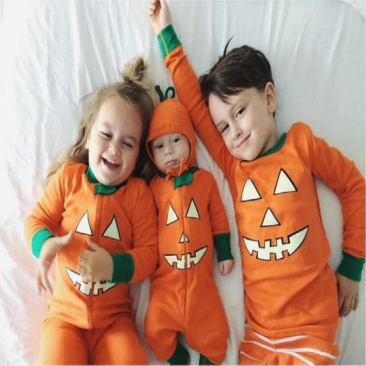 Family Matching Boy Brothers and Sisters Sets Halloween Pumpkin Pajamas 0-7Years - MomyMall