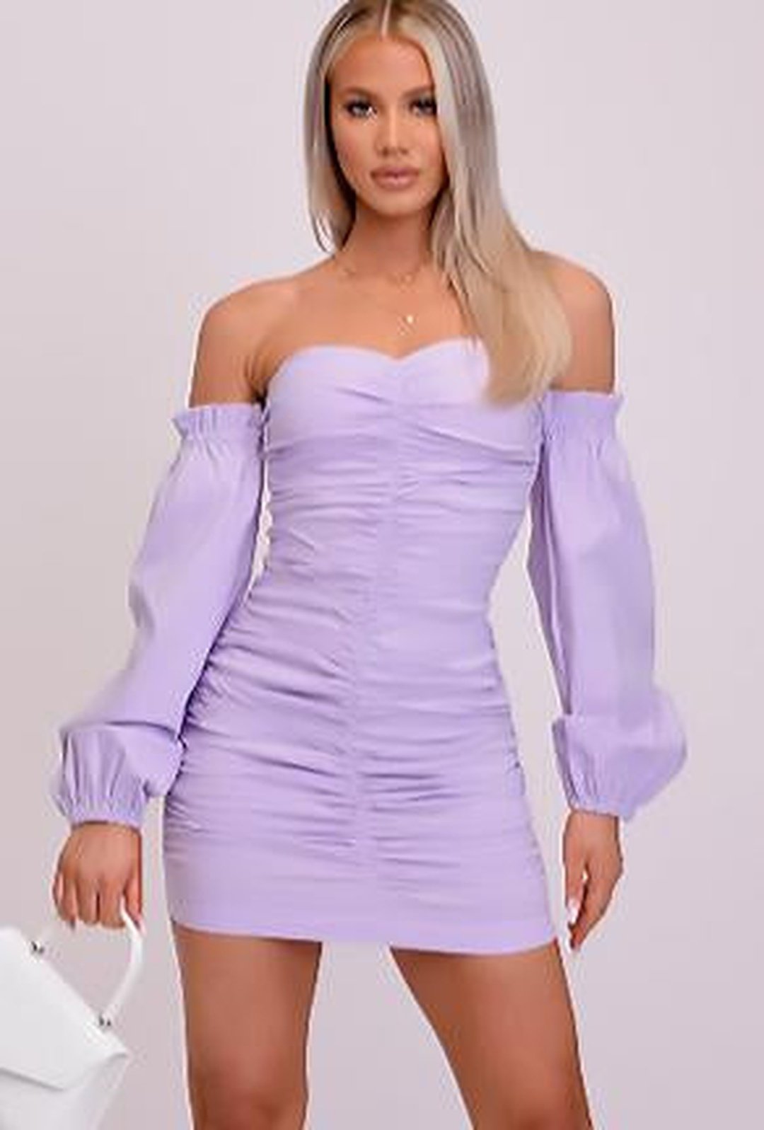 CARMAL – GERÜSTES KLEID MIT PUFFÄRMELN