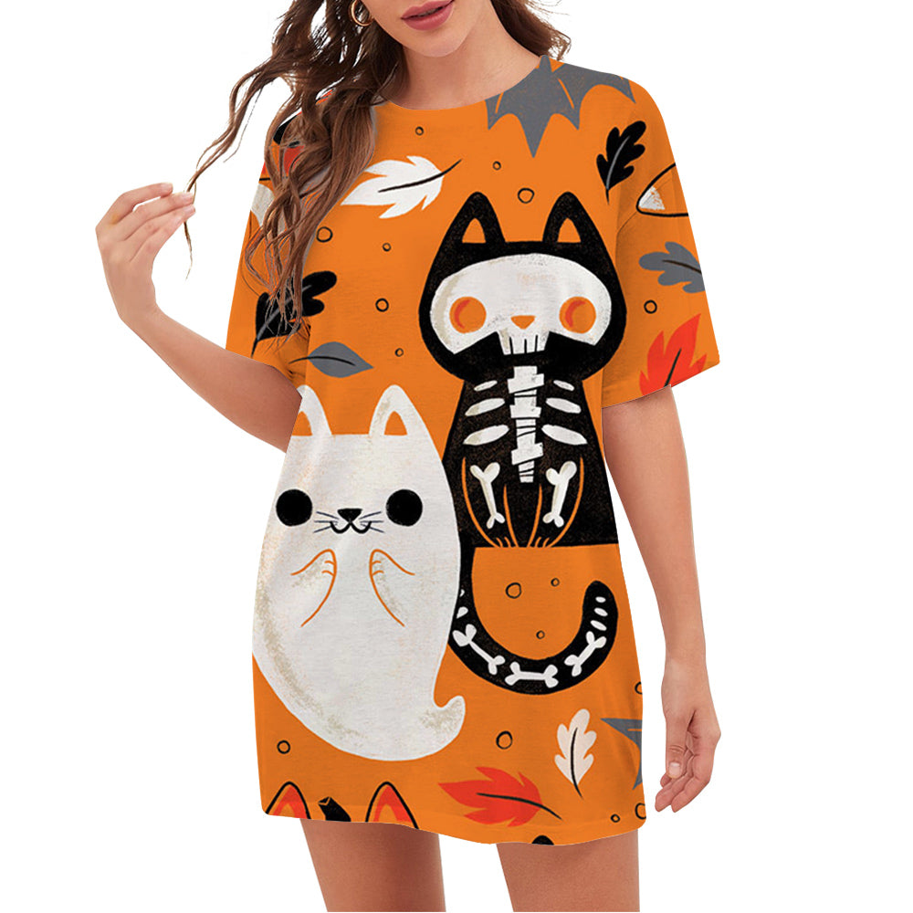 Orange Halloween Cute Little Devil Graphics Tops - MomyMall