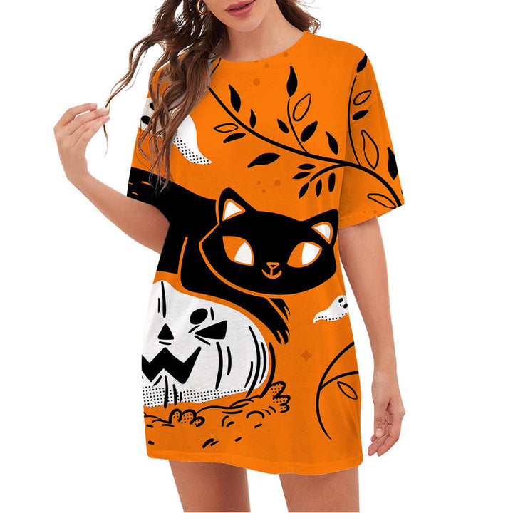 Orange Halloween Cute Little Devil Graphics Tops - MomyMall orange 2 / S