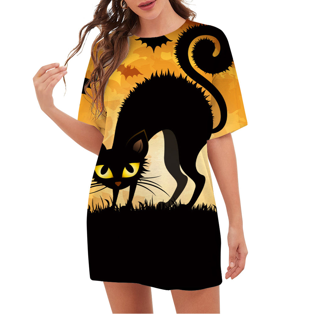 Orange Halloween Cute Little Devil Graphics Tops - MomyMall yellow / S