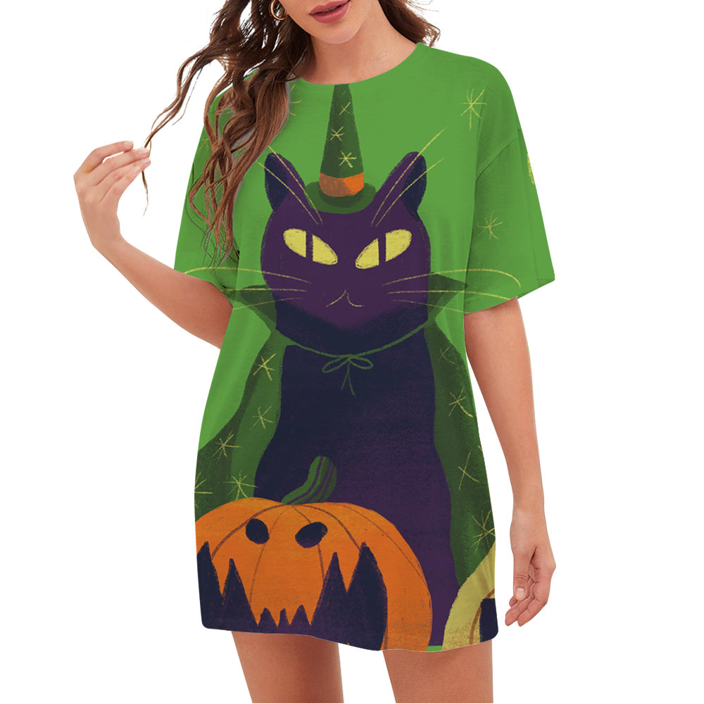 Orange Halloween Cute Little Devil Graphics Tops - MomyMall green / S