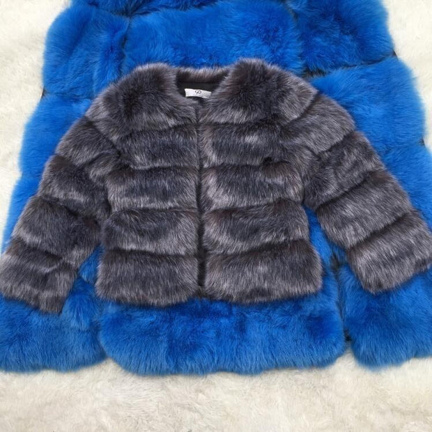 Faux Fur Bubble Coat - Short Style