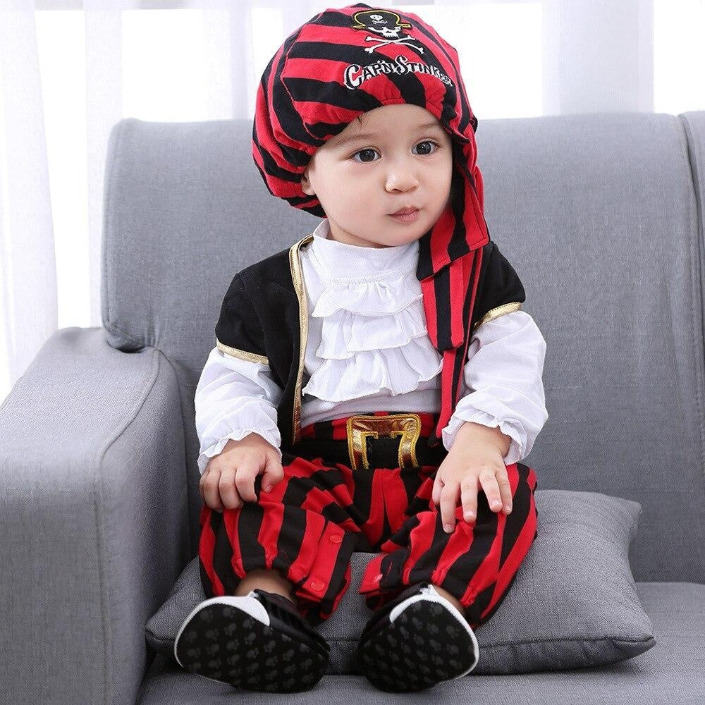 Baby Boy Captain Pirate Costume With Hats Christmas Suit 3 Pcs - MomyMall