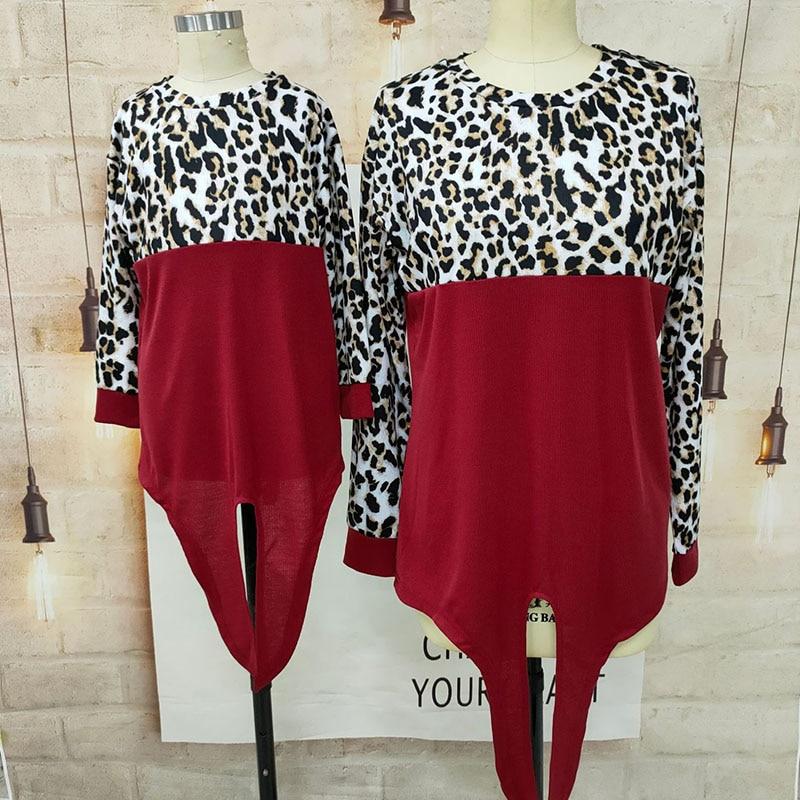 Casual Long Sleeve Family Matching Spring Autumn Leopard Shirts